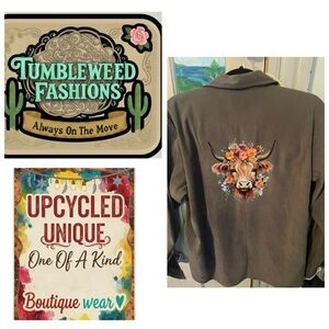 Women's Olive Faux Suede Shirt with Floral Highland Cow💕